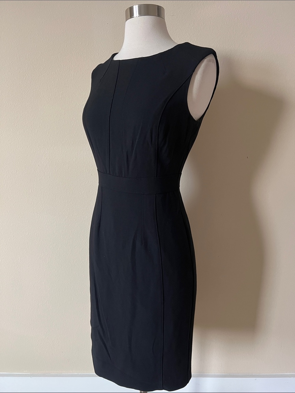 White House Black Market Black Sleeveless Midi Sheath Dress